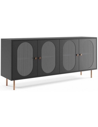 Комод TELVI 165x42x77h черный/медный